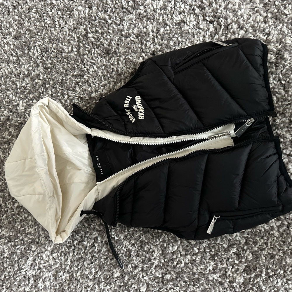 John Richmond Black and Cream Kids Puffer Jacket